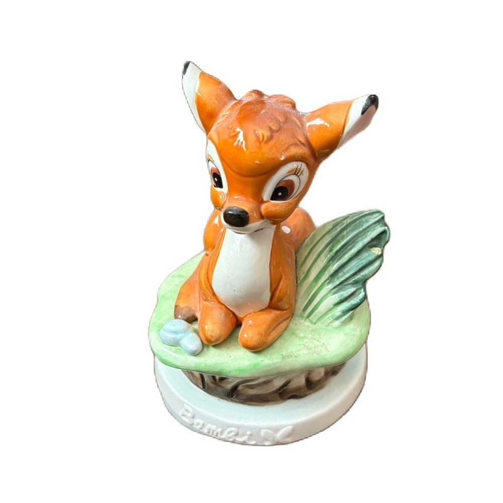 Bambi Musical Figurine “Talk To The Animals” Schmid 6" Music Box Ceramic